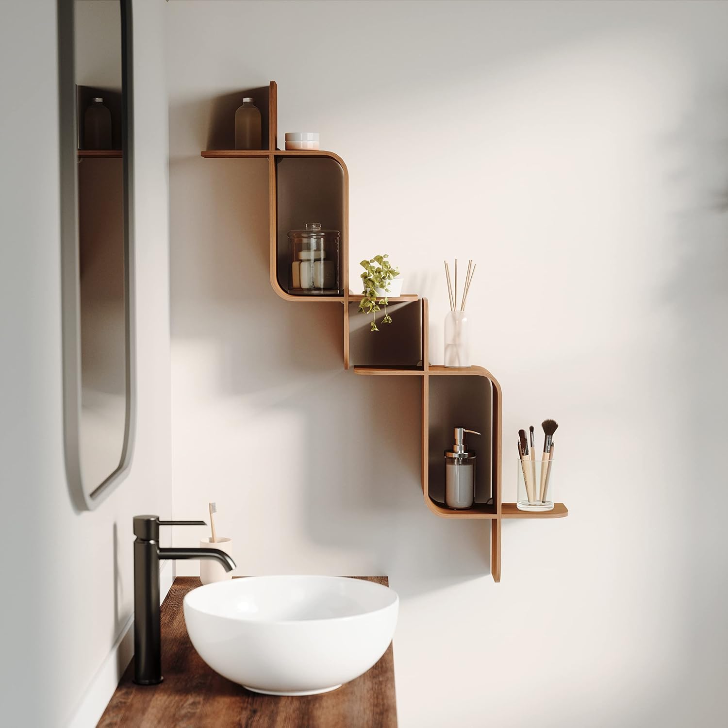 b0b9dhd2f1 10 Montage Floating Wall Shelf, Wood Wall Mount Display Case for Living Room Bedroom, Decorative Floating Shelves
