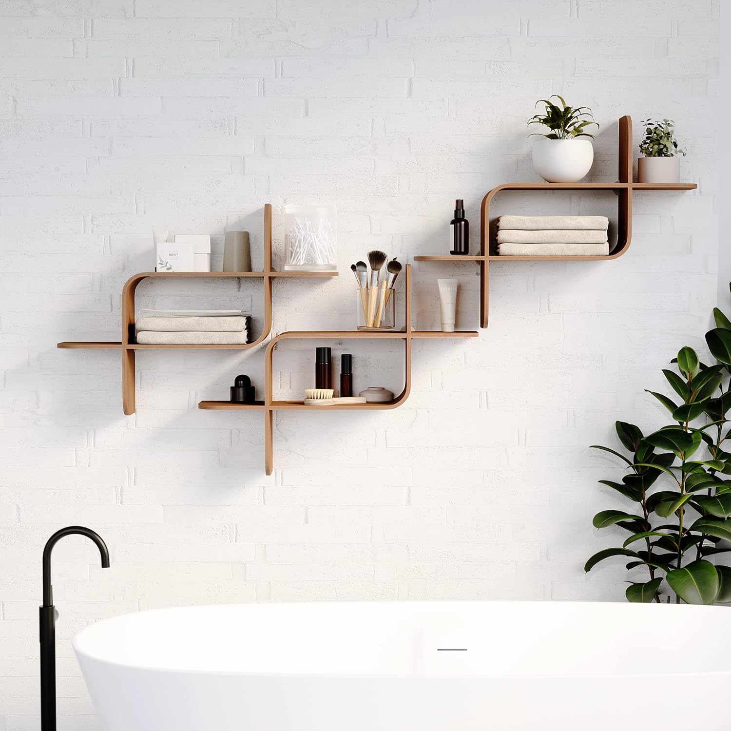 b0b9dhd2f1 13 Montage Floating Wall Shelf, Wood Wall Mount Display Case for Living Room Bedroom, Decorative Floating Shelves