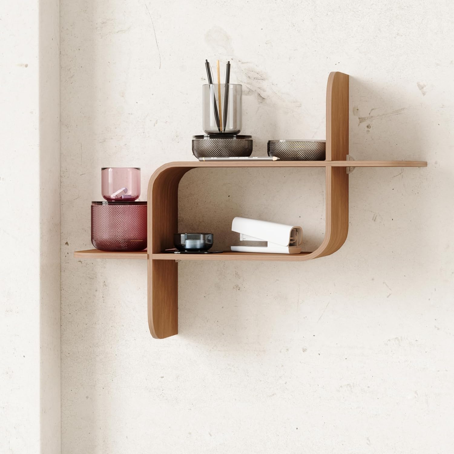 b0b9dhd2f1 14 Montage Floating Wall Shelf, Wood Wall Mount Display Case for Living Room Bedroom, Decorative Floating Shelves