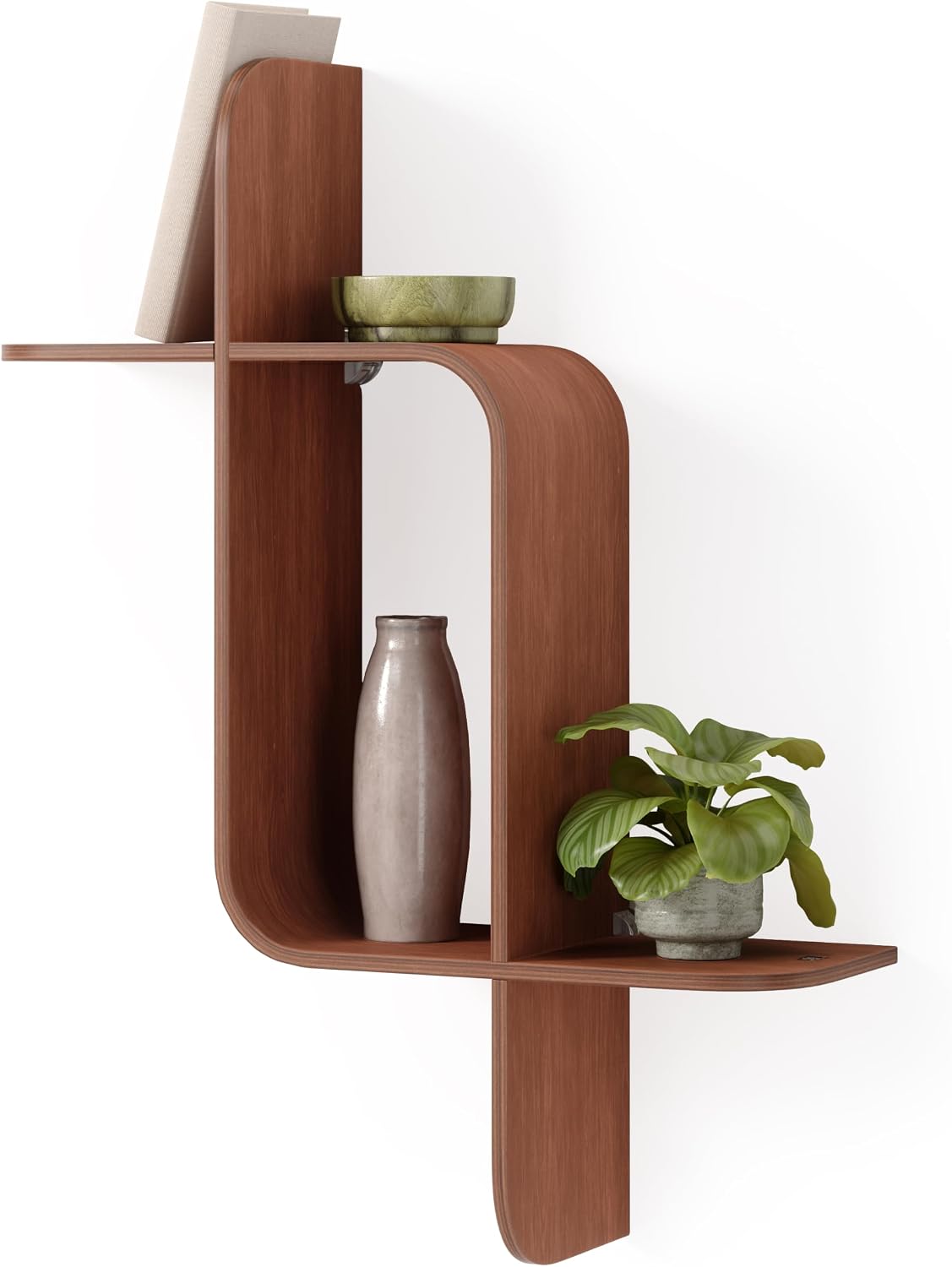b0b9dhd2f1 6 Montage Floating Wall Shelf, Wood Wall Mount Display Case for Living Room Bedroom, Decorative Floating Shelves