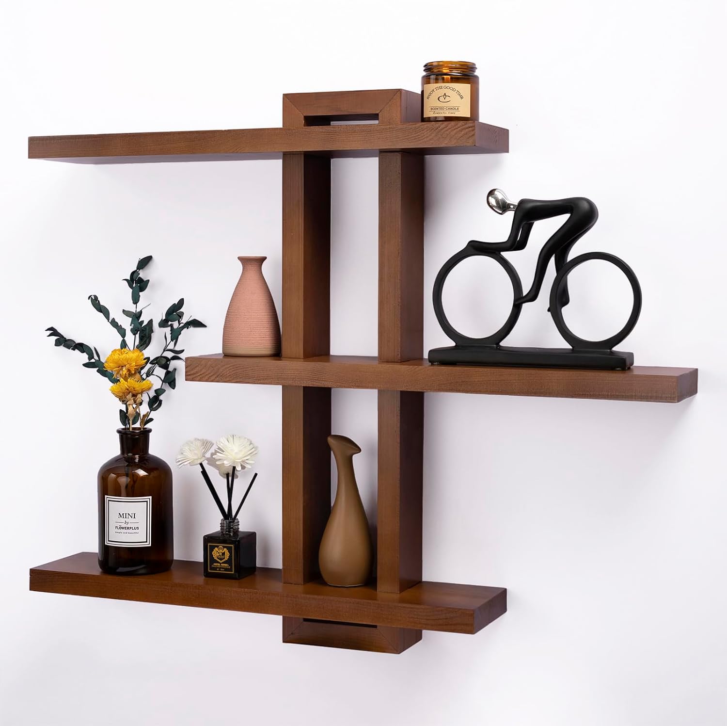 b0cqx9ltvw 2 Variable Wood Floating Shelves Set of 3, Wall Cube Shelves for Living Room Bathroom Bedroom, Wall Mount Display Shelving