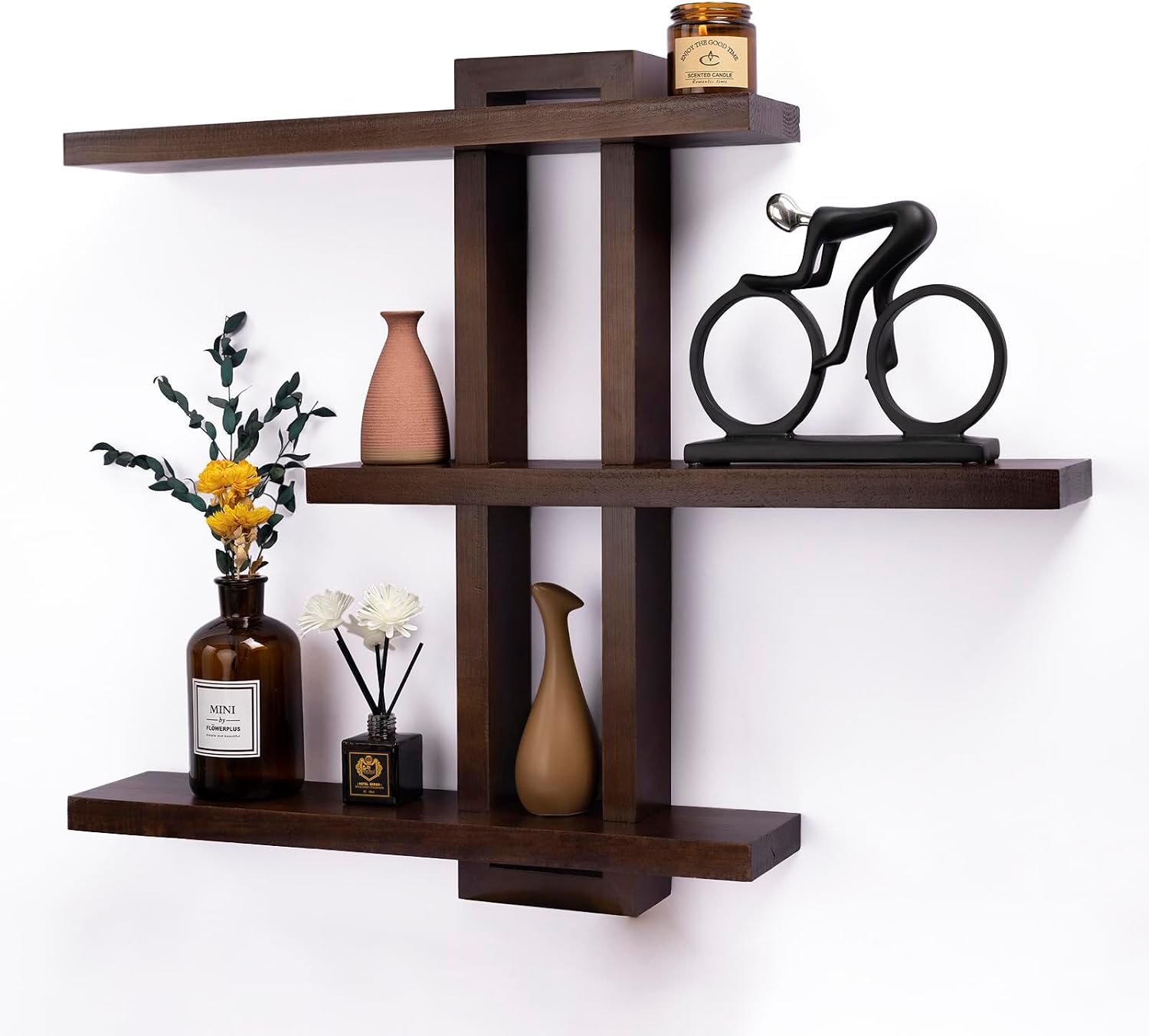 b0cqx9ltvw 3 Variable Wood Floating Shelves Set of 3, Wall Cube Shelves for Living Room Bathroom Bedroom, Wall Mount Display Shelving